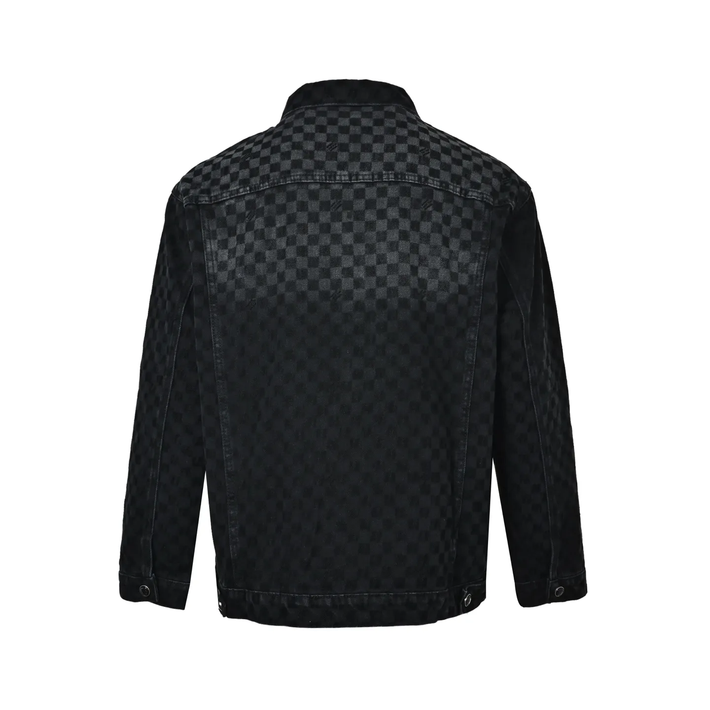 Louis Vuitton/Louis Vuitton Mosaic Flocked Checkered Spliced Denim Jacket